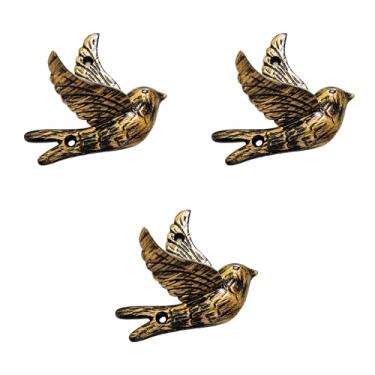 Imagem de Conjunto de 3 ganchos de ferro fundido em forma de pássaro para decoração de arte de parede, cabides em forma de arco e porta-chaves - cabide de roupas e mochila - ganchos para casaco, decoração de