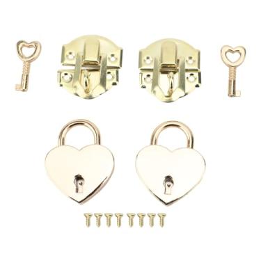 Imagem de 2pcs Cadequim de Coração Vintage, Liga de Zinco HASP CLASP Antique Trava para Caixa de Madeira HASP Tecla de Conjunto de Cadeado Incluiu Solução de Segurança Completa (lasca)