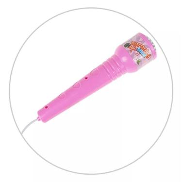 Imagem de Microfone Karaokê Com Pedestral Use No Celular Luzes Menina Cantar Criança