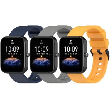 Imagem de QIEMUTER Pacote com 3 pulseiras de silicone de 20 mm compatíveis com Amazfit Bip 3 / Bip 3 Pro/Bip Lite/Bip S/Bip U, pulseiras para relógio Amazfit GTS 4 / GTS 4 Mini/GTS 3 / GTS 2 / GTS 2 mini/GTS,