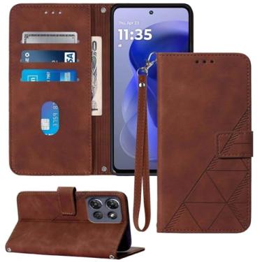 Imagem de Moment Dextrad Capa carteira para Moto G Power 2025, compartimentos para cartão, alça de pulso, proteção interna de telefone TPU, capa flip de couro PU para Moto G Power - 2025 (marrom)