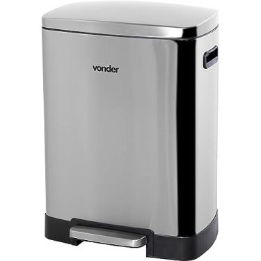 Imagem de Lixeira Retangular, 50 Litros, Inox, Cinza, Vonder