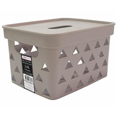 Imagem de Caixa Organizadora Multiuso Com Tampa 3,6 Litros Mix Home, Bege