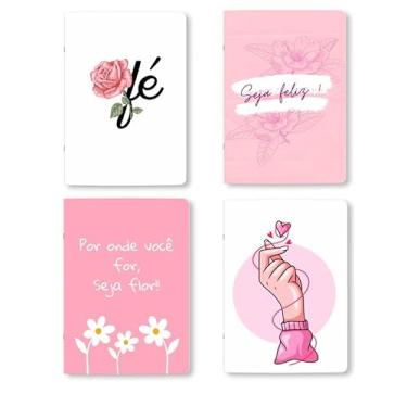 Imagem de Kit 4 Cadernos, caderneta, A5, 80 Páginas brancas Sem Pauta, 90g, Conjunto com 4 Designs, Grampeados, estilo Midori
