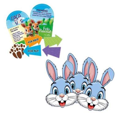 Imagem de Kit Páscoa 5 Caça aos Ovos e 5 Máscaras Coelho - Extra Festas, Azul
