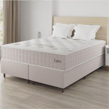 Imagem de Conjunto Colchão Mola Ensacada e Base Box Queen 67x158x198cm Cairo Yescasa Creme