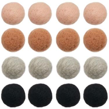 Imagem de SUNNYCLUE 40 peças 4 cores bolas de lã feitas à mão pompons de feltro a granel 20 mm marrom natural macio forma redonda guirlanda feltragem ornamentos pequenos pompons para artesanato DIY festa casa
