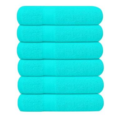 Imagem de KAHAF COLLECTION Pacote com 6 toalhas de banho 68 x 137 cm, 100% algodão, maior e mais leve, mais rápido de secar, super macio e absorvente, perfeito para banheiro (Aqua, pacote com 6 (78 x 137 cm))