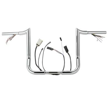 Imagem de Prewired Guidão Rise Ape Hangers Street Glide de 12" para Harley 2008-2013 Street Glide/Electra Glide/Ultra Limited Barra de Gancho de Carne de 1,25" com Fio Can-Bus Pré-Cabeado e(12 Polegadas, Cromo)