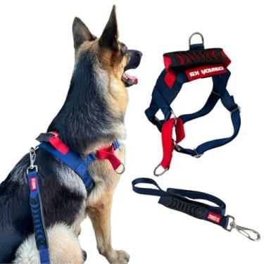 Imagem de Coleira Peitoral Anti-puxão com Guia para Cães Fortes - Tamanho G (azul marinho)