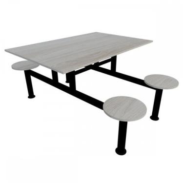 Imagem de Mesa refeitório c/ banco acoplado- banco redondo 4 lugares preto - MOV
