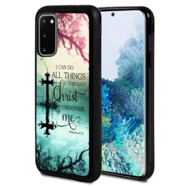 Imagem de Capa para Galaxy S20 FE 5G, Versos Cristãos da Bíblia Filipenses 4:13 Capa protetora de borracha TPU antiarranhões fina à prova de choque compatível com Samsung Galaxy S20 FE 5G