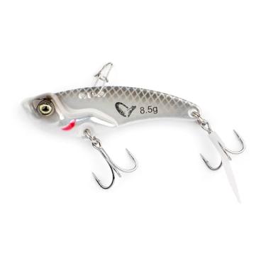 Imagem de Savage Gear VIB Blade Isca de pesca de 4,4 cm, flash branco, lâmina fina de fundição longa, ideal para Walleye, boca pequena, poleiro e truta, 3 pontos de fixação de isca para vibração ajustável