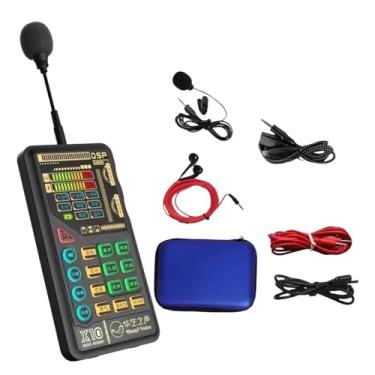 Imagem de Dynwave Placa de som ao vivo Mixer de áudio com fader de volume com microfone de podcast Interface de áudio Pacote de equipamento de podcast para