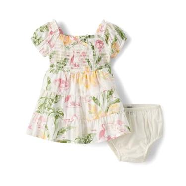 Imagem de The Children's Place Vestido casual de manga curta para bebês meninas e recém-nascidos, Palmeira floral, 6-9 Meses