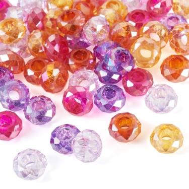 Imagem de Spritewelry 50 pçs contas europeias de vidro tinta para assar contas grandes 14 mm colorido facetado Rondelle espaçador contas soltas para artesanato faça você mesmo fazer joias orifício: 5,5 m