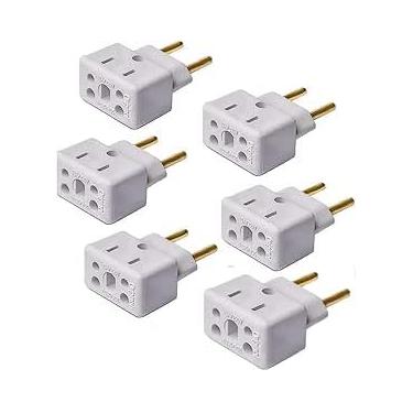 Imagem de KIT 6 Adaptador De Tomada Universal ORIGINAL 3 Pinos Benjamin 10A/20A Para 2 e 3 Pinos Bivolt 110V/220V Para Secadores Chapinhas Air Fryer DM SHOPP