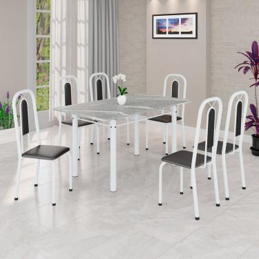 Imagem de Conjunto Sala de Jantar com 6 Cadeiras Lívia Preto / Branco