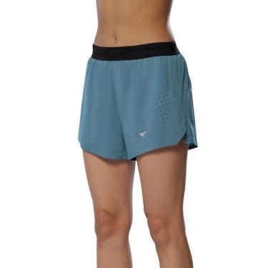 Imagem de Shorts de Corrida Mizuno Tech Light Split 3.5 Feminino, Azul, G