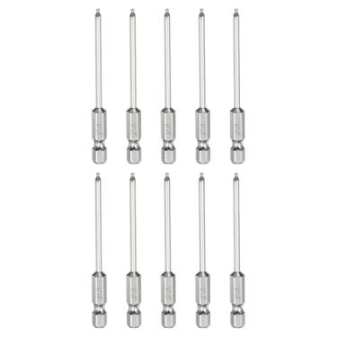 Imagem de HARFINGTON 10 peças de pontas esféricas hexagonais H1,5 (1,5 mm) cabeça 1/10.2 cm haste sextavada 75 mm (3") de comprimento magnético S2 aço métrico chave de fenda chave de broca soquete ferramenta