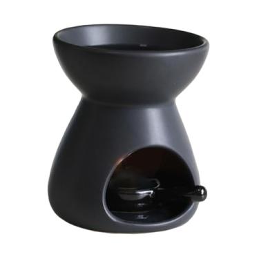 Imagem de WeiLaiKeQi Queimador de óleo essencial, difusor de óleo de cerâmica, versátil, portátil, porta-velas, suporte de incenso interno para mesa de festa, Preto