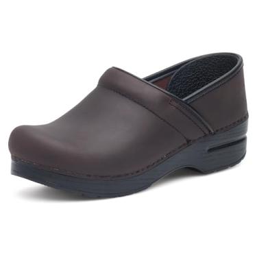 Imagem de Dansko Tamanco feminino profissional, conforto o dia todo, suporte de arco, Marrom antigo/preto, 11.5-12