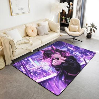 Imagem de Erosebridal Tapete infantil de anime para meninas, 1,78 m x 90 cm, tapete de anime japonês, mangá de desenho animado para meninas, tapete interno para meninos e adolescentes, tapete lavável decorativo