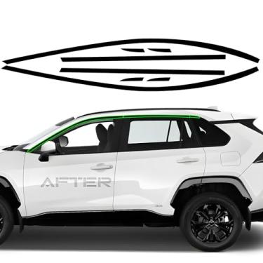 Imagem de Revestimento de vinil com exclusão cromada de janela lateral adequada para Toyota Rav4 2019 2020 2021 2022 2023 2024 2024 2025 com kit de acessórios pretos brilhantes de filme blackout