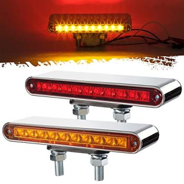 Imagem de Partsam 2 unidades de barras de luz semirreboque de caminhão de face dupla combo vermelho/âmbar de 16,5 cm, à prova d'água, 10 LEDs, com parafusos duplos, selado, trailer, pedestal, seta, sinal,