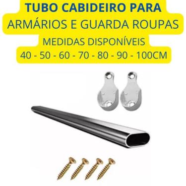 Imagem de Tubo Oval Oblongo Cabideiro Aço Cromado Suporte de Guarda Roupas (Esco