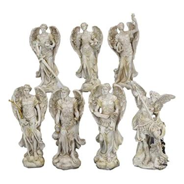 Imagem de Estátua Ebros Grega Ortodoxa Cristã Grega Pintada em Marfim Arcanjo da Igreja do Conselho Angélico 12,7 cm de altura (o Conjunto de Arcanjos do Conselho Angélico 7)