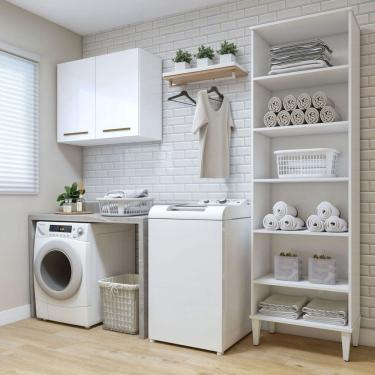 Imagem de Lavanderia Completo Belém 2 Portas 6 Prateleiras Branco - Kaiki Móveis