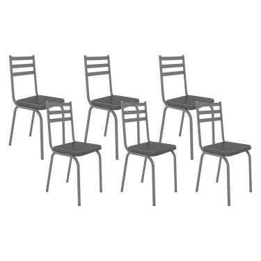 Imagem de Kit Com 06 Cadeiras 118 Preta Corino Preto Artefamol