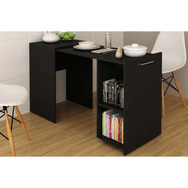 Imagem de Mesa Multiuso Juvenil Retrátil ME4170 c/ 2 Nichos Preto - Tecno Mobili