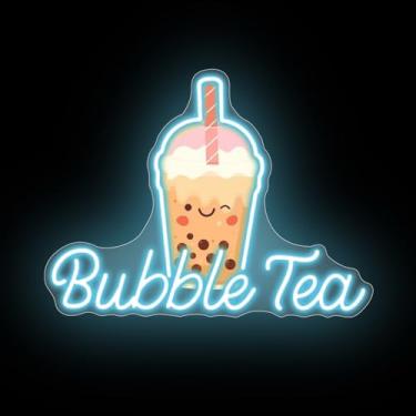 Imagem de mllusxg Placa De Neon Bubble Tea, Bebidas Com Luz Led Boba Milk, Decoração Parede Para Cafeteria, Restaurante, Recepção Personalizada, Festa Sobremesas, Escritório, Quarto, Azul-Gelo