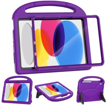 Imagem de VICVOL Capa infantil para iPad 11ª geração (A16 11 polegadas 2025) e iPad 10ª geração (11 polegadas 2022) – Capa protetora à prova de choque com protetor de tela, suporte de lápis e alça, roxo