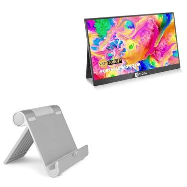 Imagem de Suporte e suporte BoxWave compatível com monitor portátil ARZOPA A1 Max (17,3 polegadas) (suporte e montagem por BoxWave) - suporte de alumínio VersaView, portátil, suporte de visualização com vários ângulos