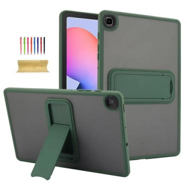 Imagem de Dteck Capa transparente para tablet Samsung Galaxy Tab S6 Lite de 10,4 polegadas (modelo 2024/2022/2020) com suporte dobrável, bordas de TPU (poliuretano termoplástico) com absorção de choque, capa