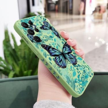 Imagem de Capa de celular borboleta para Samsung Galaxy S25 S24 S23 S22 S21 S20 Ultra Plus FE S10 Note 20 Ultra 10 9 Plus, verde claro 2, para S21 Ultra