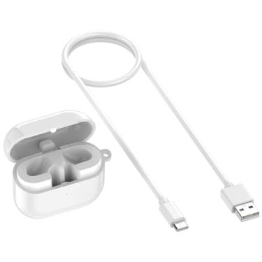 Imagem de NUHFUFA Compatível com capa de carregamento para Samsung Galaxy Buds 3, capa rígida protetora branca para fone de ouvido magnético com amortecedor magnético (sem fones de ouvido)