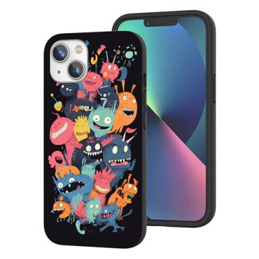Imagem de ZHEPAITAO Capa compatível com iPhone 13 - Capa protetora colorida Happy Monster com design exclusivo para mulheres e meninas à prova de choque