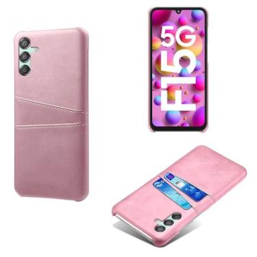 Imagem de Capas Compatível com Samsung Galaxy M15,Caso de couro PU-Tampa de telefone a prova de choque com 2 slots de cartão,Proteção anti-impressão digital e anti-gota-Pink