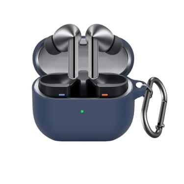 Imagem de AGAOSH Capa para Samsung Galaxy Buds 3 e Galaxy Buds3 Pro com chaveiro, capa protetora de silicone macio para fones de ouvido Samsung Galaxy Buds 3 Pro para mulheres e homens, azul do Alasca