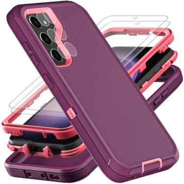 Imagem de YKHJKLEC Capa para Samsung Galaxy S23, com 2 peças [protetor de tela flexível de TPU autorreparável e protetor de lente de câmera] Capa resistente de grau militar 3 em 1 para Galaxy S23 5G 6,1