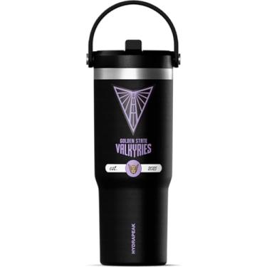 Imagem de Hydrapeak Copo Nômade Golden State Valkyries 947 ml oficialmente licenciado pela WNBA com alça e tampa de palha, garrafa de água de aço inoxidável à prova de vazamento