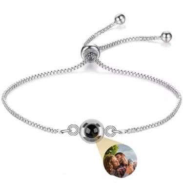 Imagem de Toodoumama Pulseira personalizada com imagem dentro, pulseira de foto personalizada para mulheres para homens, mãe, namorada, pulseiras de elos de projeção para Dia dos Namorados, aniversário, Natal