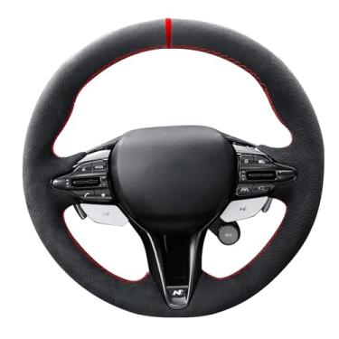 Imagem de Alfanxi Hand Stitch Steering Wheel Cover Fits Alcantara Material for Hyundai I30 N I20 Kona Veloster N-Line Elantra N 2017-2025(Red Stripe)