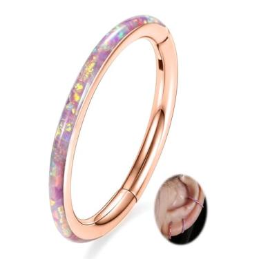 Imagem de Piercing de nariz Peaklink 20G 18G 16G 14G CZ/opala de aço inoxidável sem costura com segmento articulado, septo, concha, helix, cartilagem, 6/7/8//9/10/12 mm