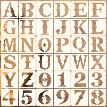 Imagem de Estênceis de letras de 15 cm para pintura em madeira, 36 modelos de alfabeto