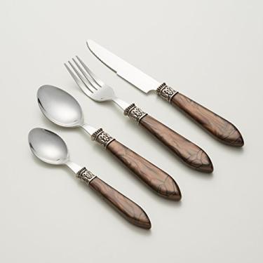 Imagem de Faqueiro 24pc De Aço Inox C/cabo De Plástico Mother Pearl Marrom Lyor Marrom Único